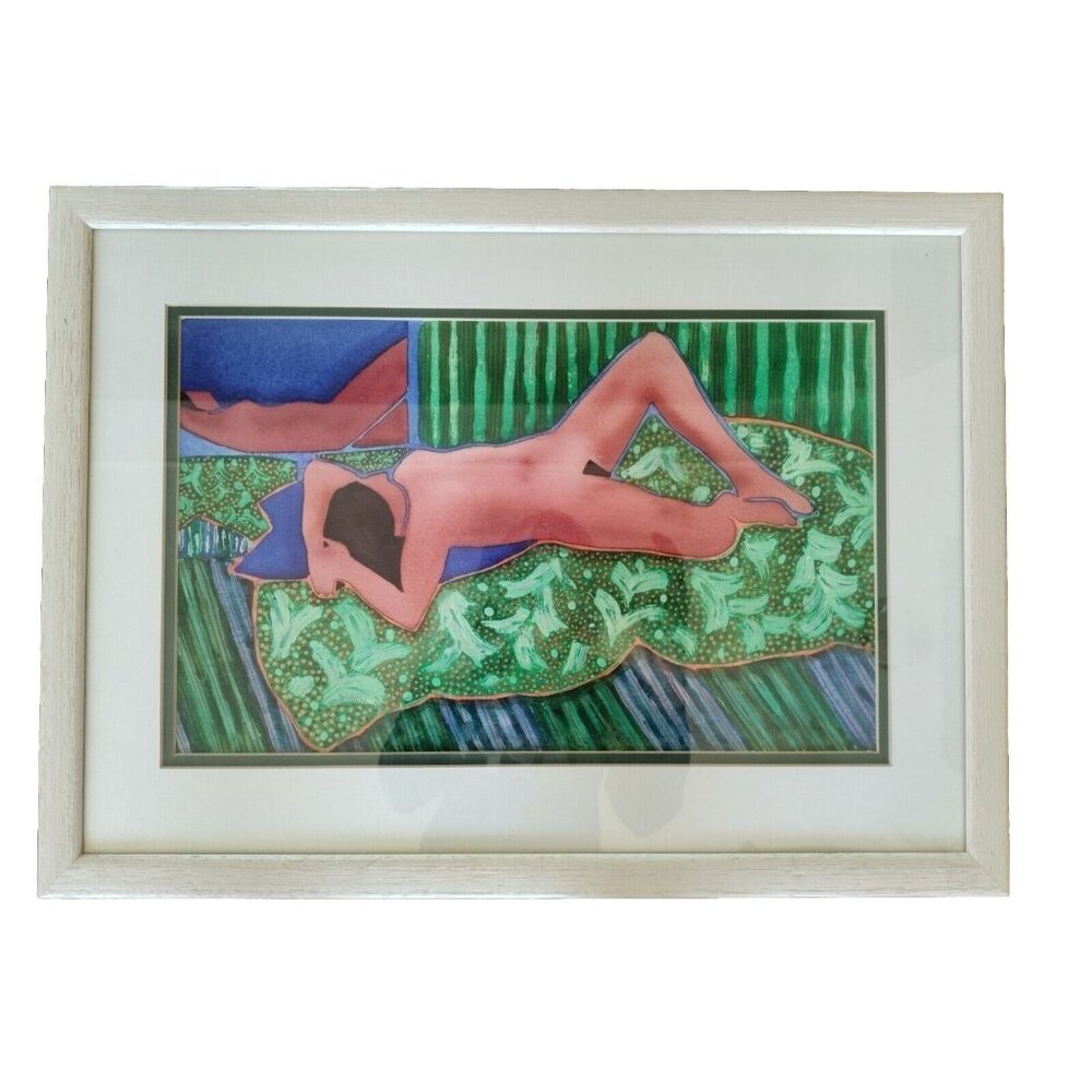 Lillian Delevoryas~Signed 15"x 20.5" Watercolor/1986 Painting Framed Double Matt